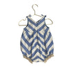 Pink Chicken Blue & Metallic Silver Chevron Bubble Romper - Size 6-12 Mo