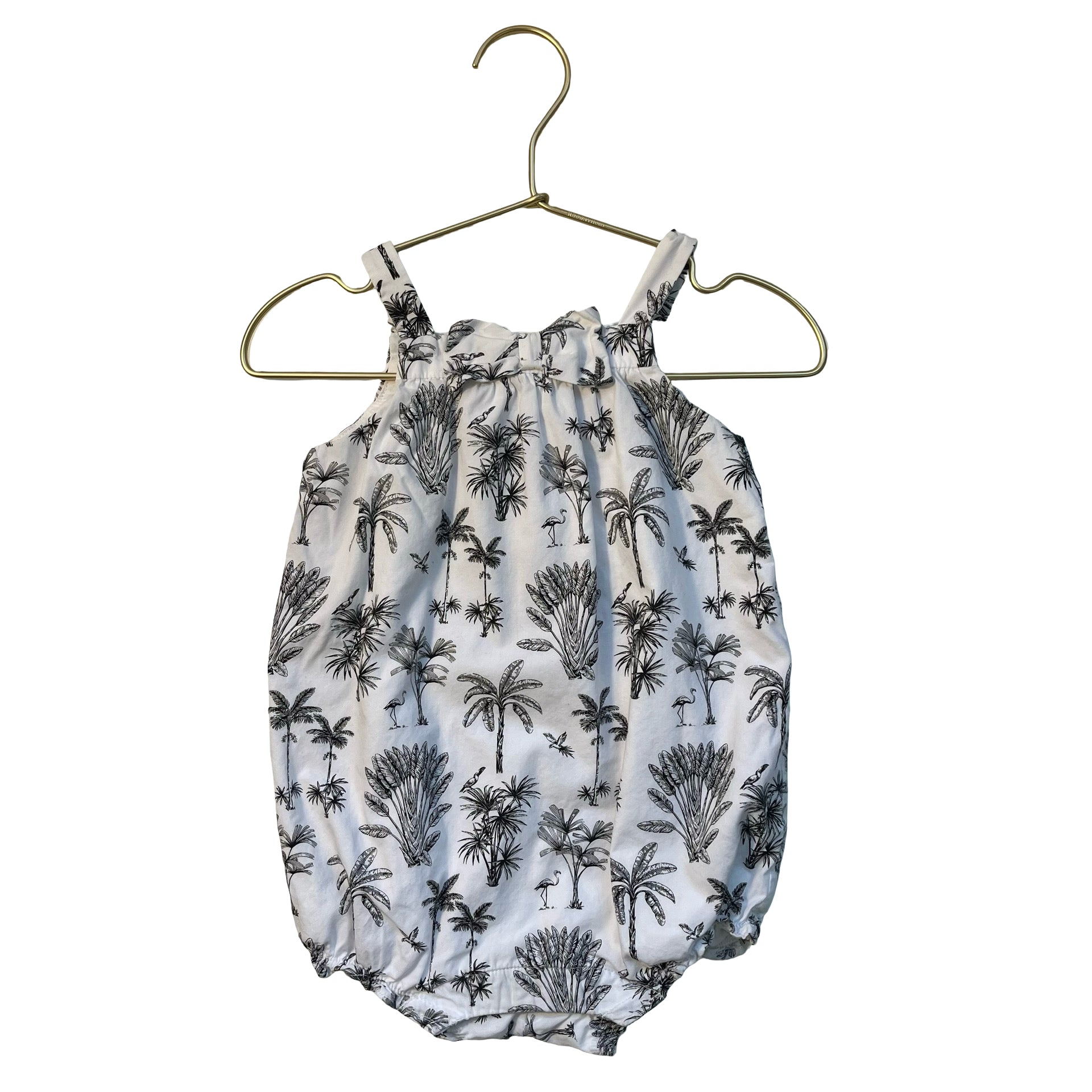 Janie and Jack White & Black Tropical Tree Toile Print Bubble Romper - 18-24 Mo