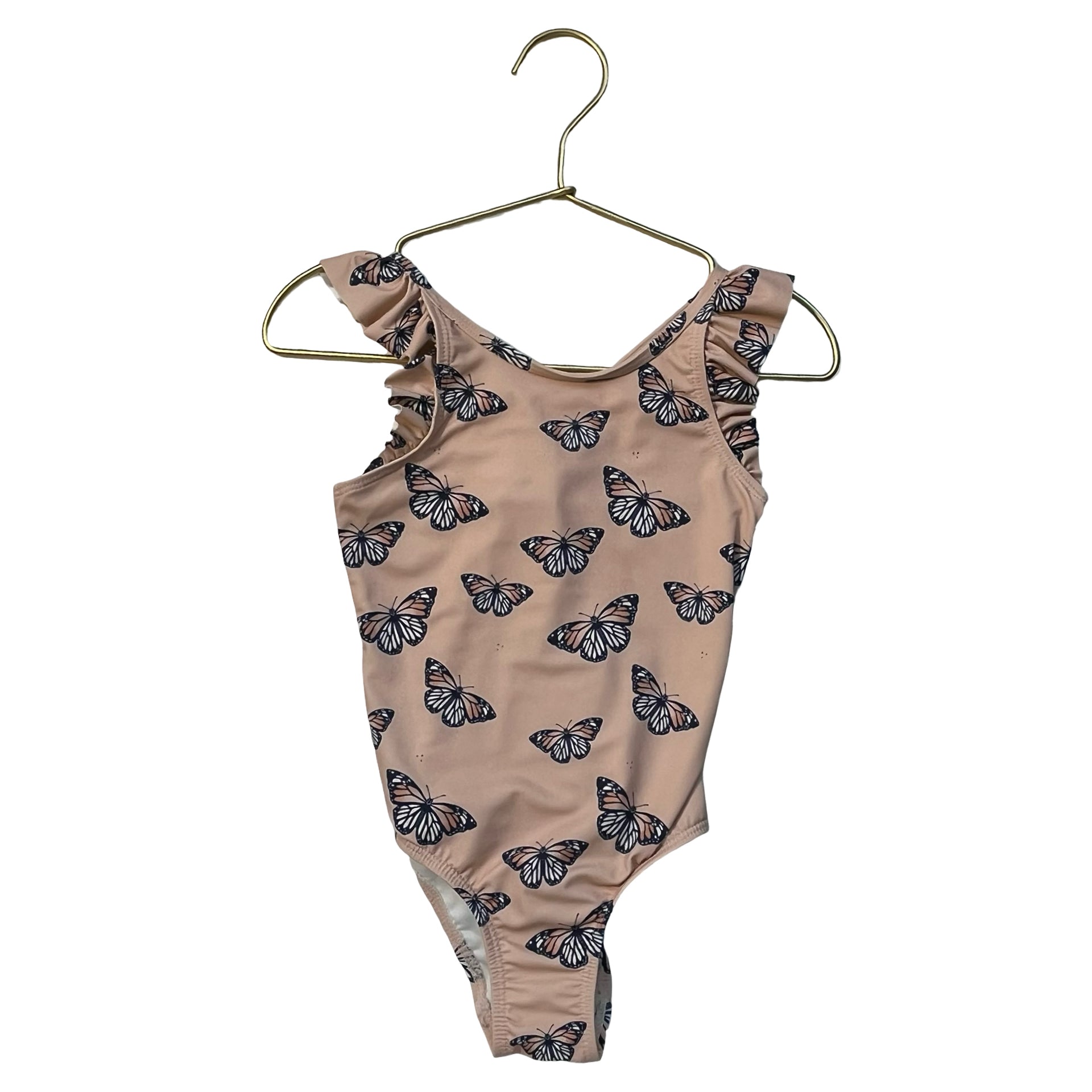 Petit Lem Peach Butterfly Print Swim Suit - Size 3