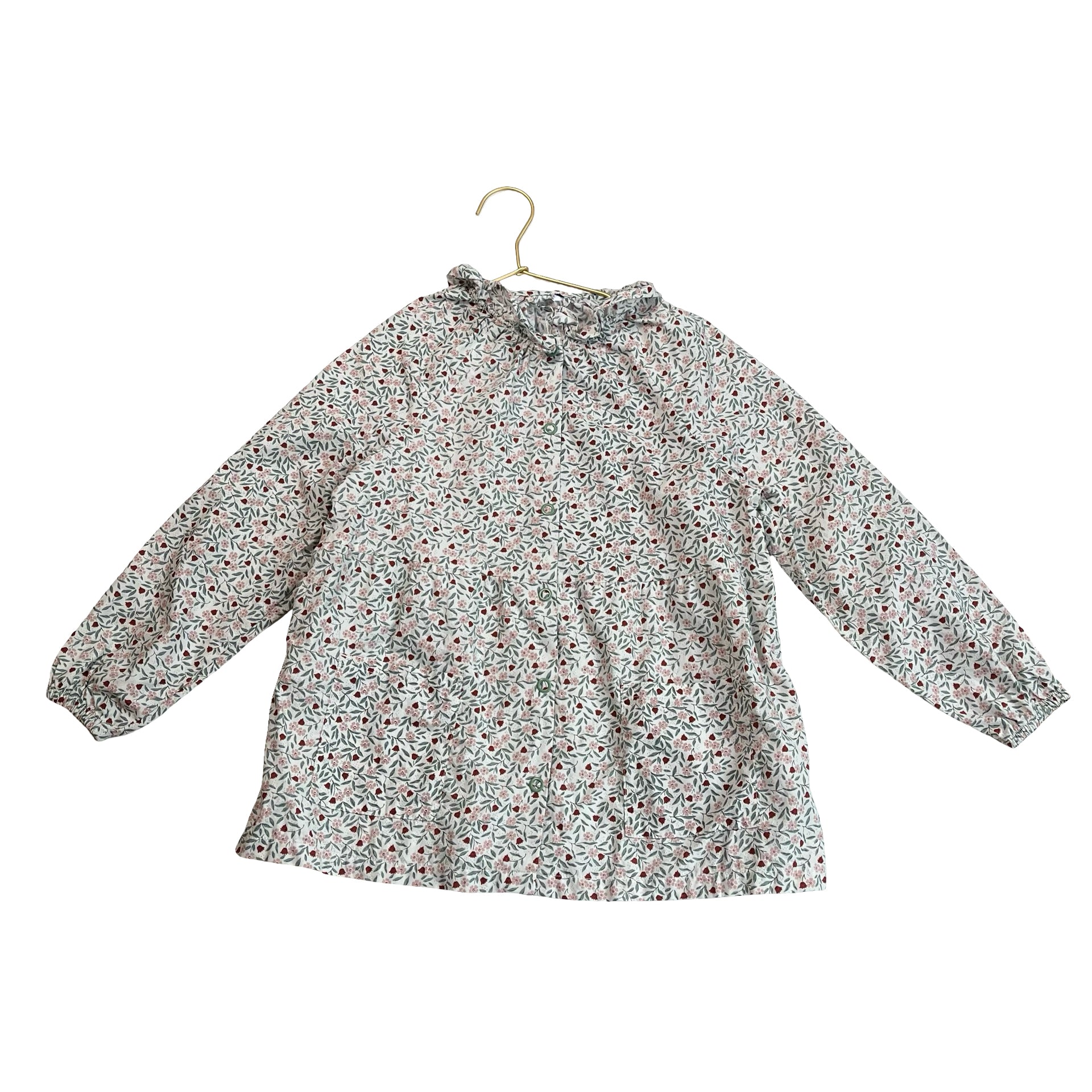 Cyrillus Ivory, Green, Pink & Rust Floral Light Jacket - Size 6/8