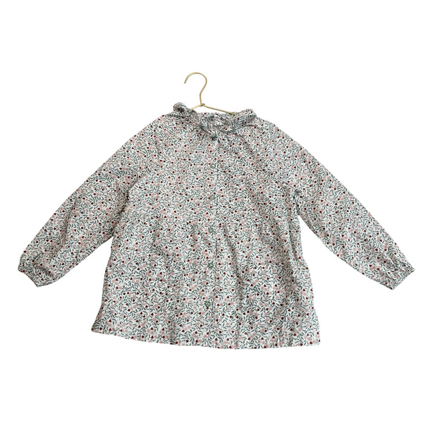 Cyrillus Ivory, Green, Pink & Rust Floral Light Jacket - Size 6/8