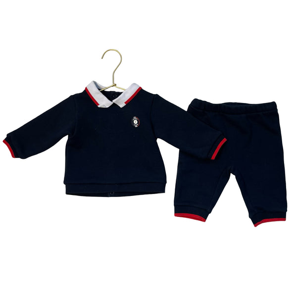Jacadi Navy Joggers & Sweatshirt w Collar Set - Size 6 Mo