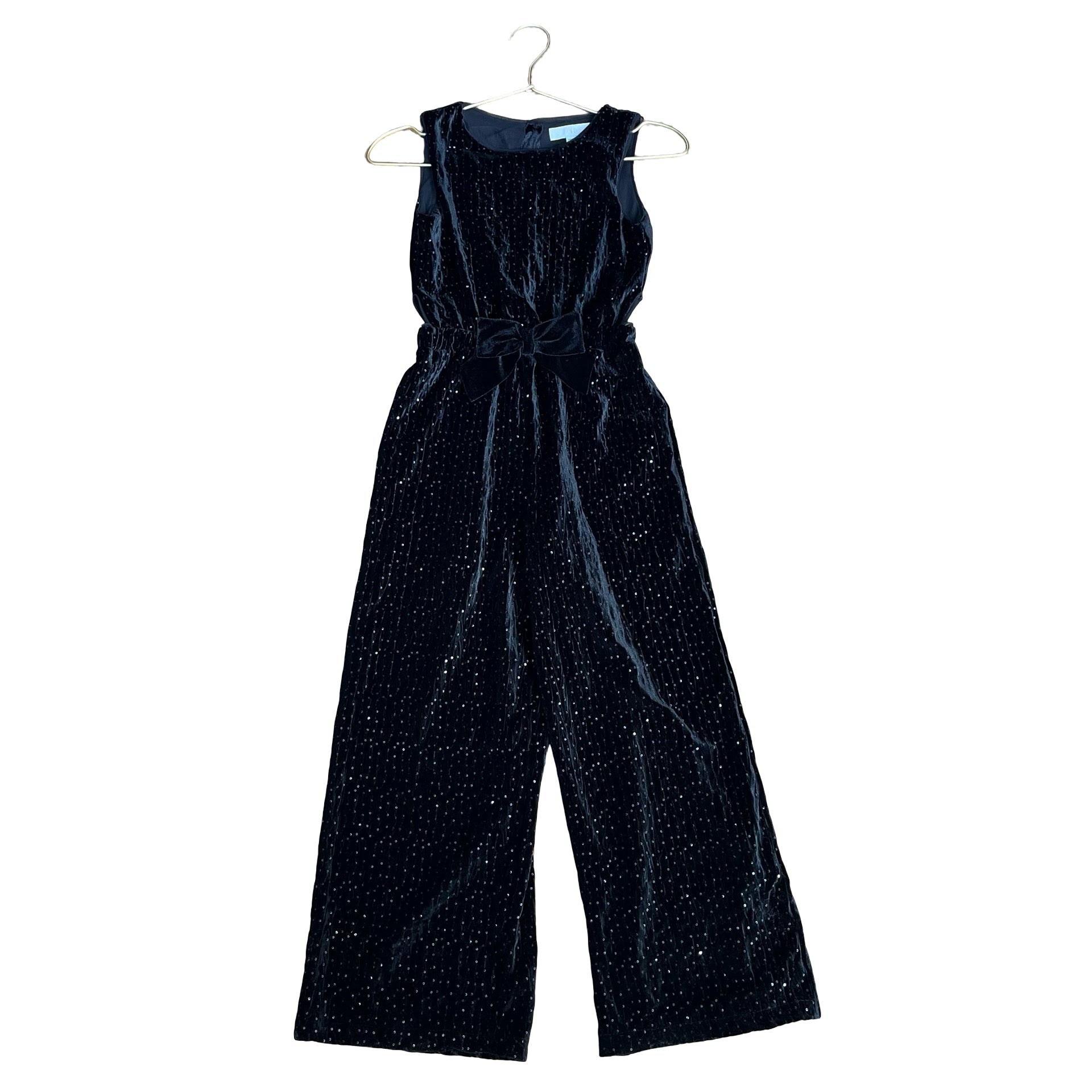 Zara Black Crushed Velvet & Sequin Jumpsuit - Size 9-10