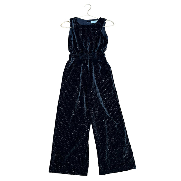 Zara Black Crushed Velvet & Sequin Jumpsuit - Size 9-10