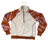 Athleta Girl Ivory, Orange, Pink Pattern Quarter-Zip Sherpa Pullover - XS 6