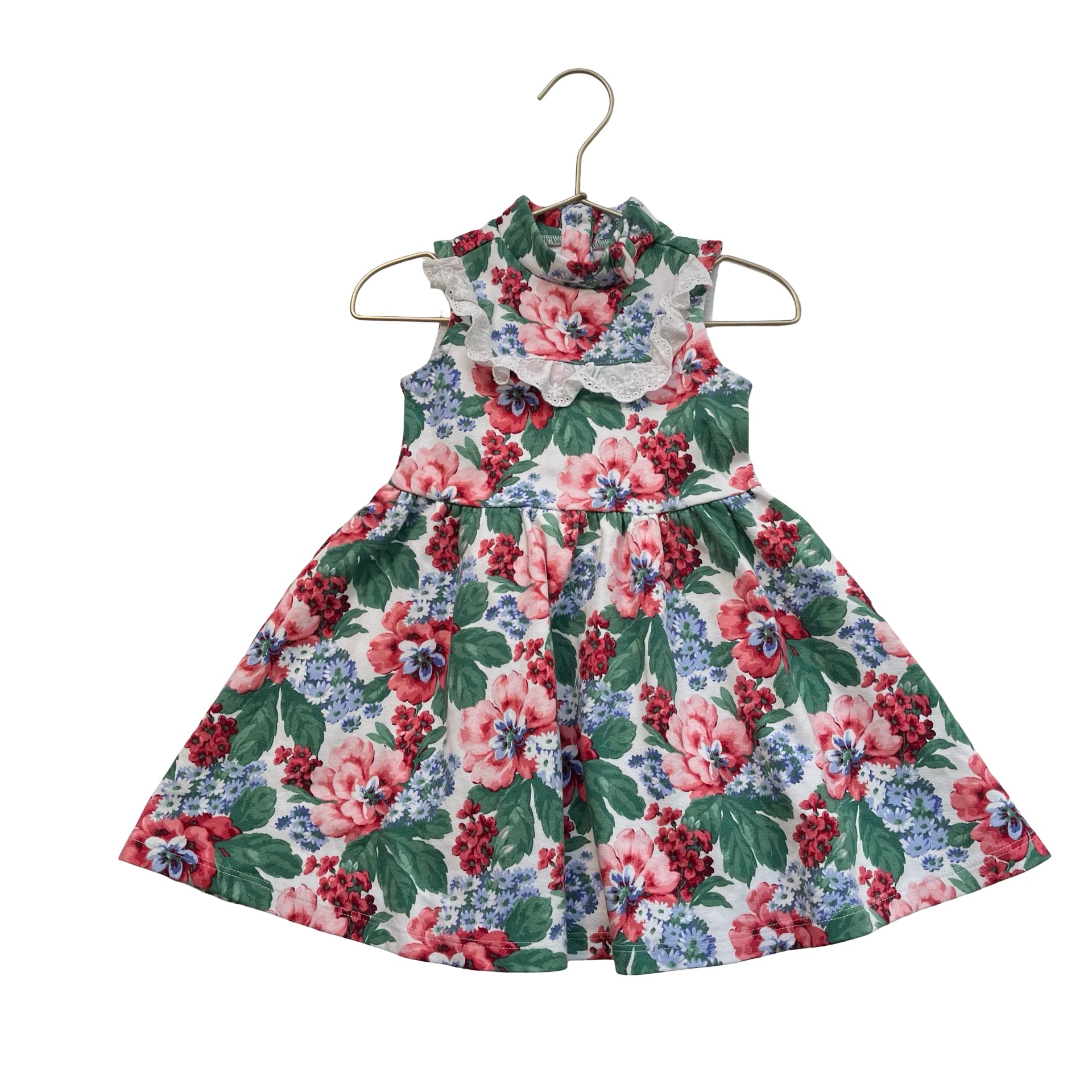 Janie and Jack Flower Print Dress, Eyelet Trim - Size 3