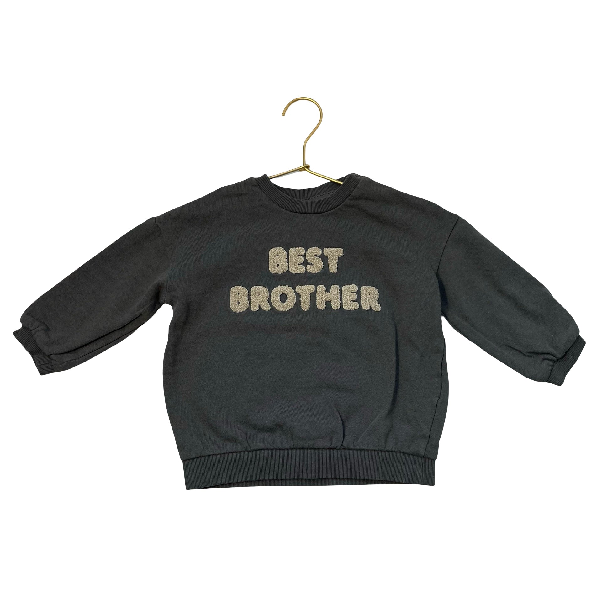 H&M Dark Gray & Tan 'Best Brother' Sweatshirt - Size 2T