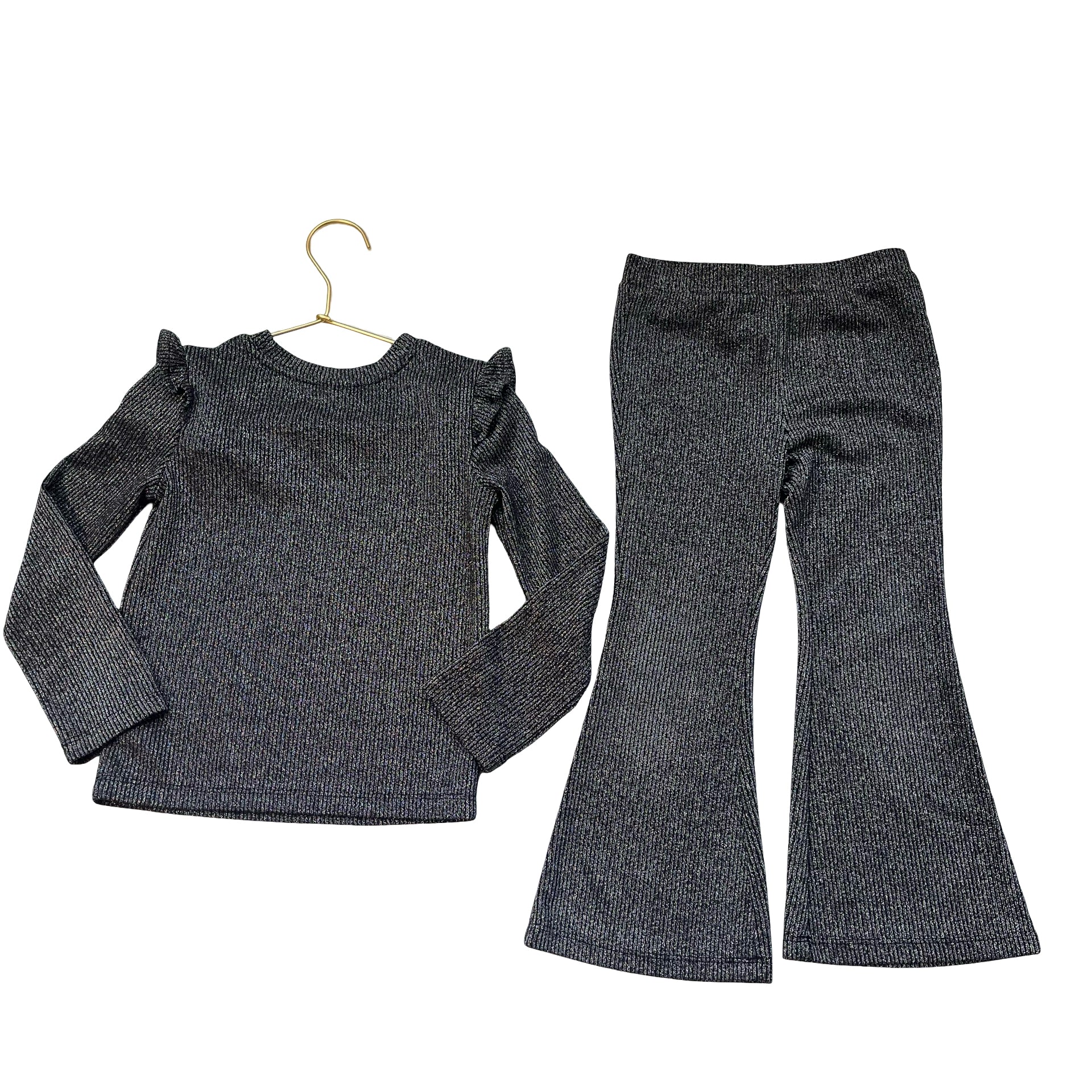 Baby Gap Black & Silver Metallic Top & Flare Pants Set - Size 4