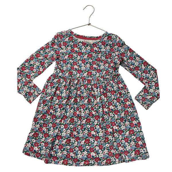 Mini Boden Ivory, Red, Blue Floral Print Dress - Size 7-8Y