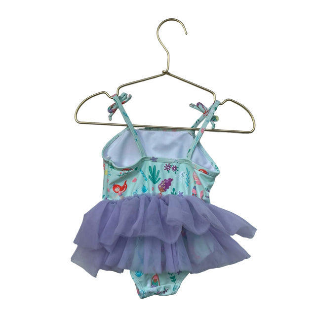 Ruffle Butts Mint Green Mermaid Print & Lavender Tulle Swim Suit - Size 6-12 Mo