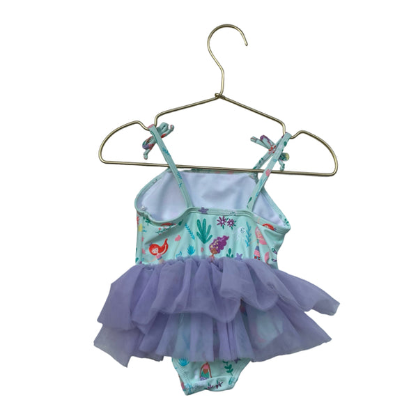 Ruffle Butts Mint Green Mermaid Print & Lavender Tulle Swim Suit - Size 6-12 Mo