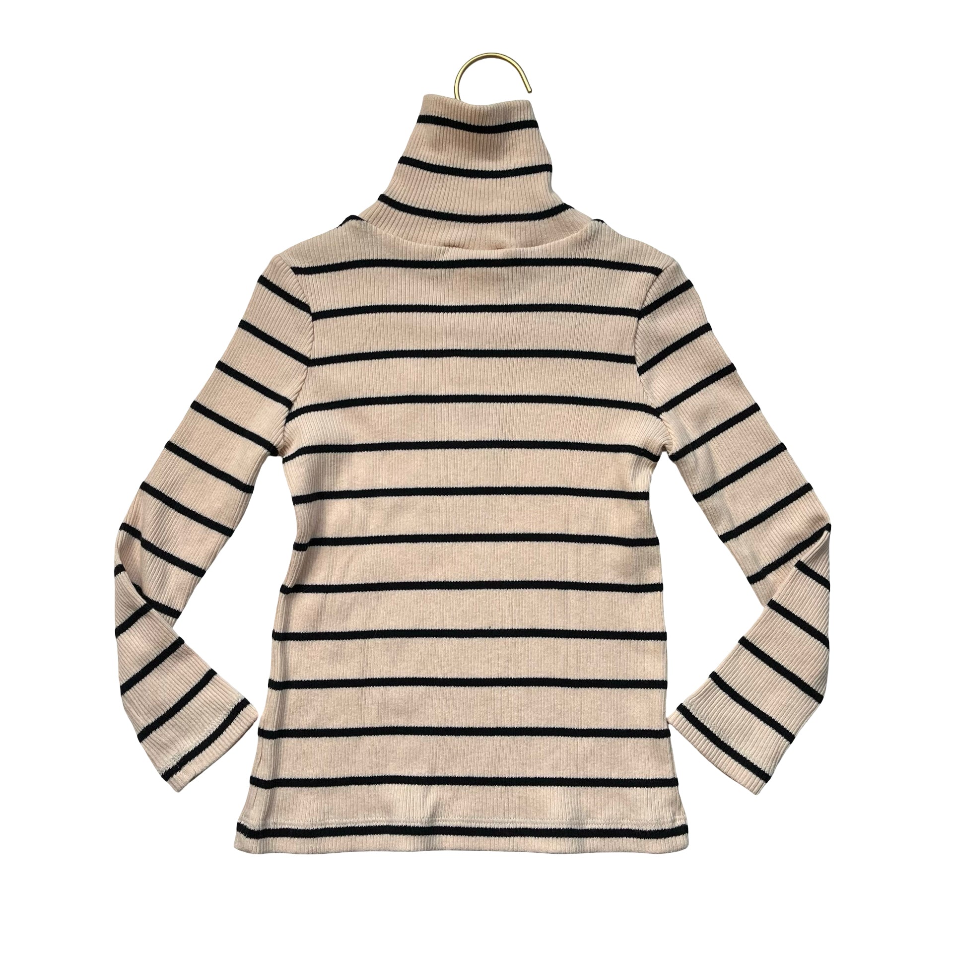 Wynken Ivory & Black Striped Ribbed Turtleneck - Size 4Y