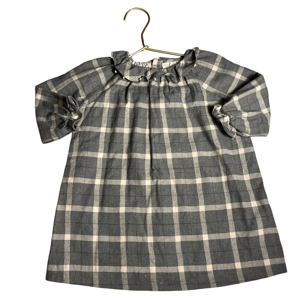 Bonpoint Sage Green & Ivory Plaid Flannel Dress - Size 18 Mo