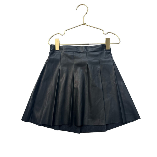 Crewcuts Black Faux Leather Pleated Skirt - Size L 10-11