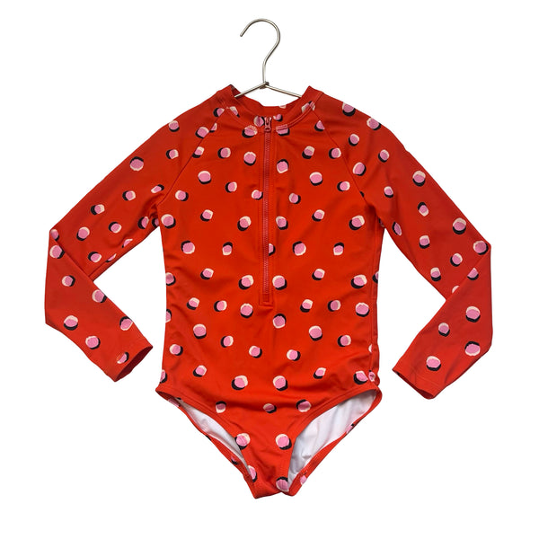 Hanna Andersson Cherry Red Dot Print Swim Suit - Size 6-7