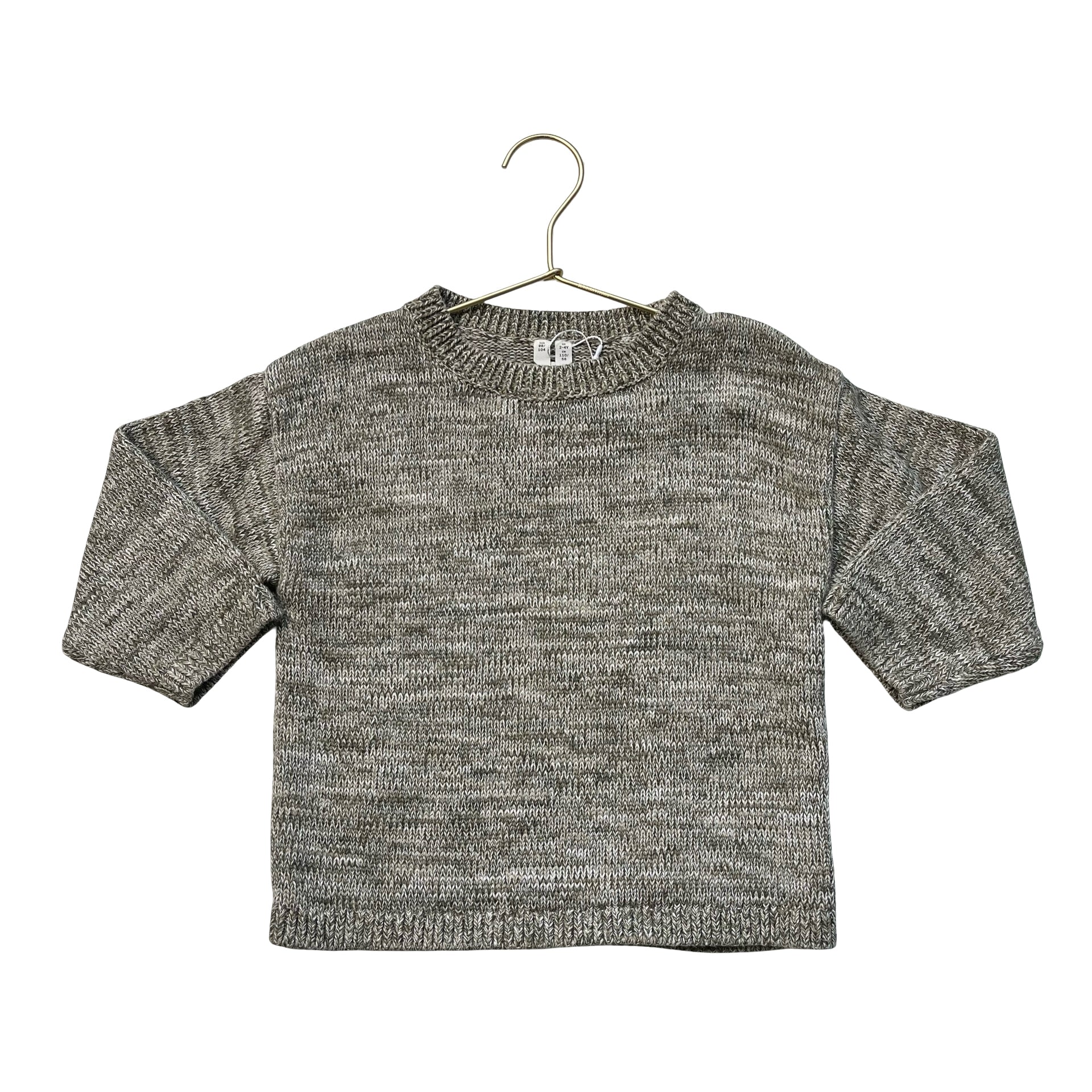 Arket Olive Green Space-Dye Cotton Sweater - Size 2-4Y