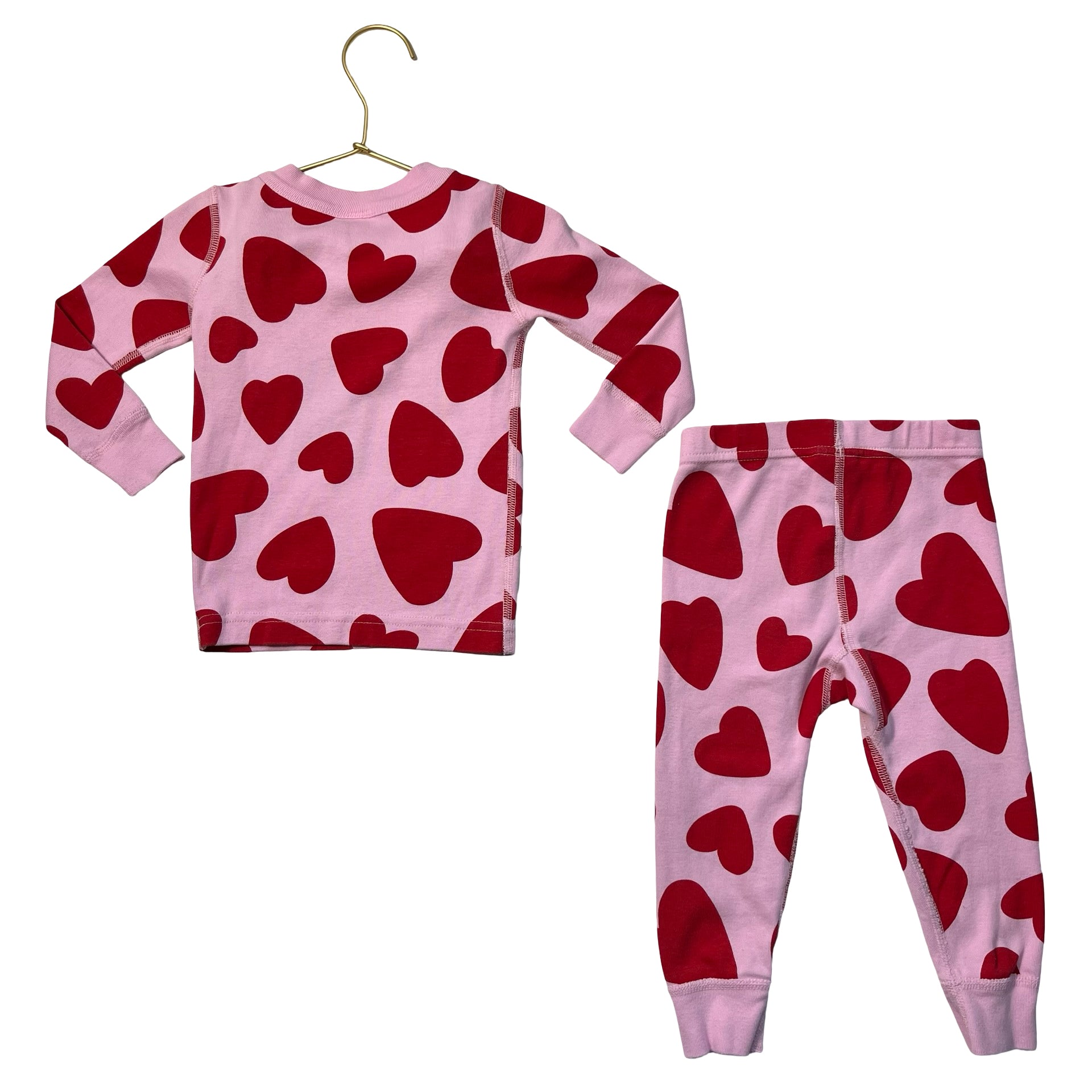 Hanna Andersson Pink & Red Heart Print PJs - Size 2T