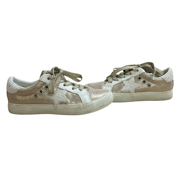 Vintage Havana Gold Metallic & Ivory Star Sneakers - Size 1Y Big Kid