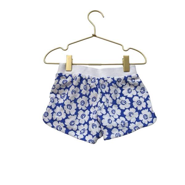 Janie and Jack Ivory & Blue Floral Terry Shorts with Tag -  Size 18-24 Months