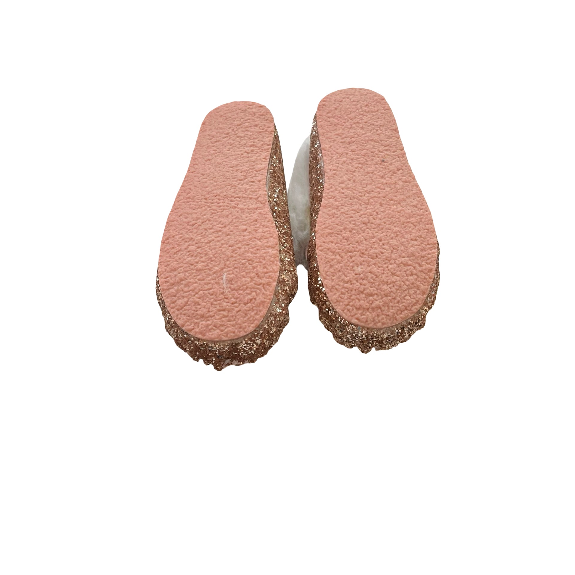 Crewcuts Pink Glitter Faux Fur Lined Slippers -  Size K10