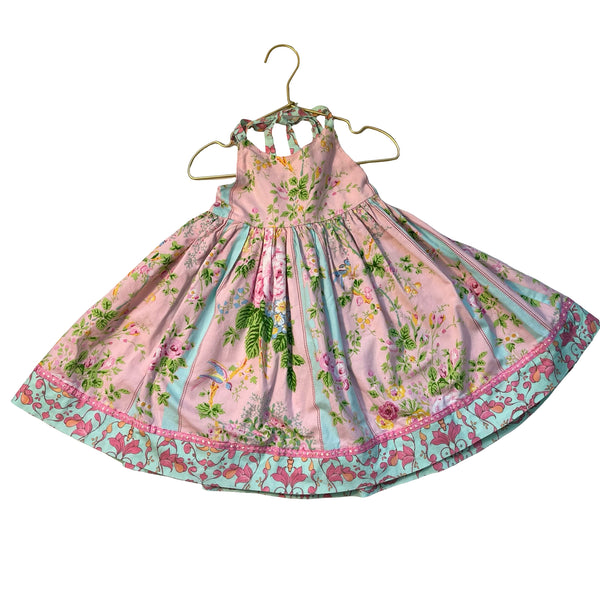 Art & Soul Pink Stripe & Floral Halter Dress - Size 3