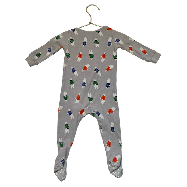 Janie and Jack Gray Polar Bear Print Footed PJs - Size 6-12 Mo