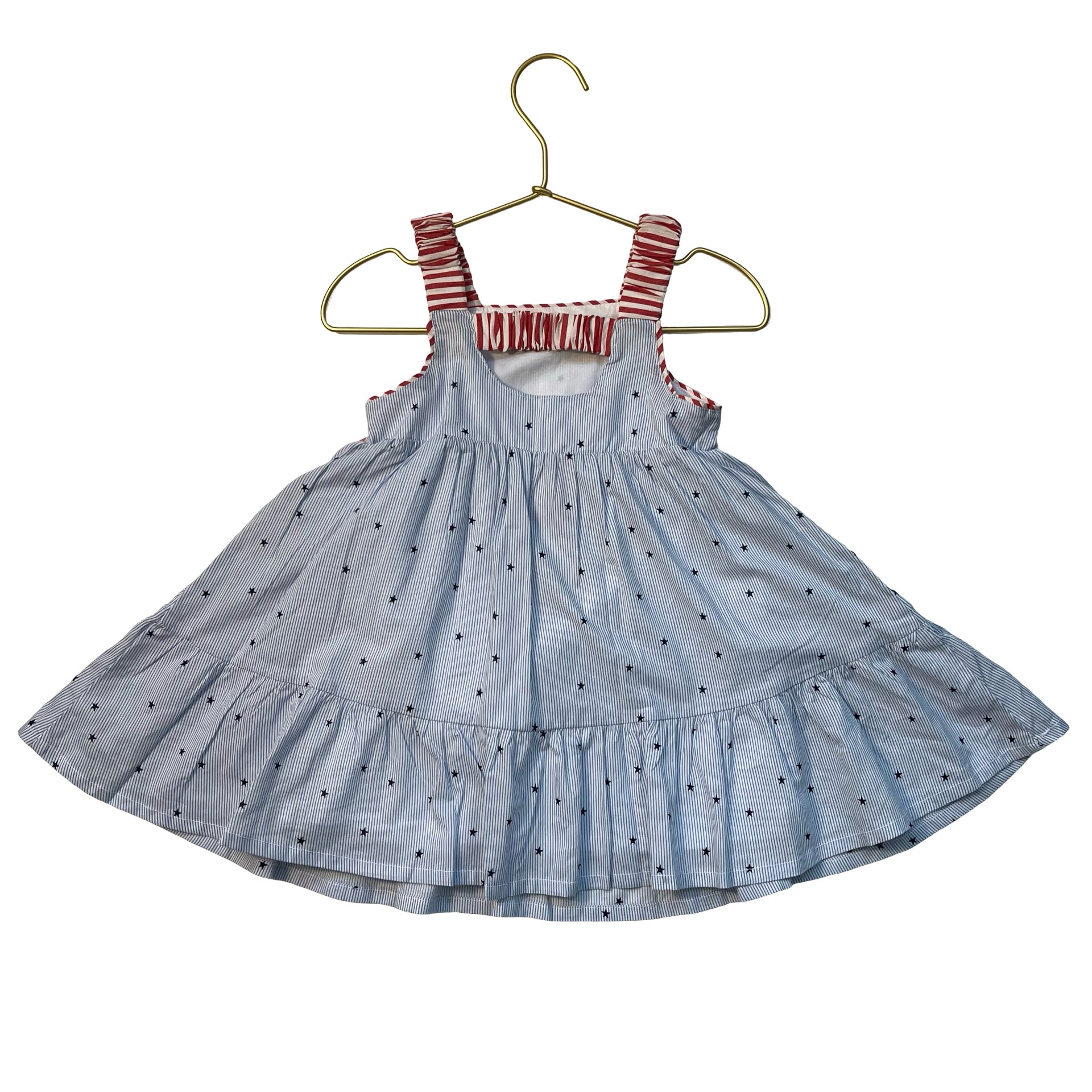 Cat & Jack Blue, White, Red Stars & Stripes Dress & Bloomers with Tags - 18 Mo