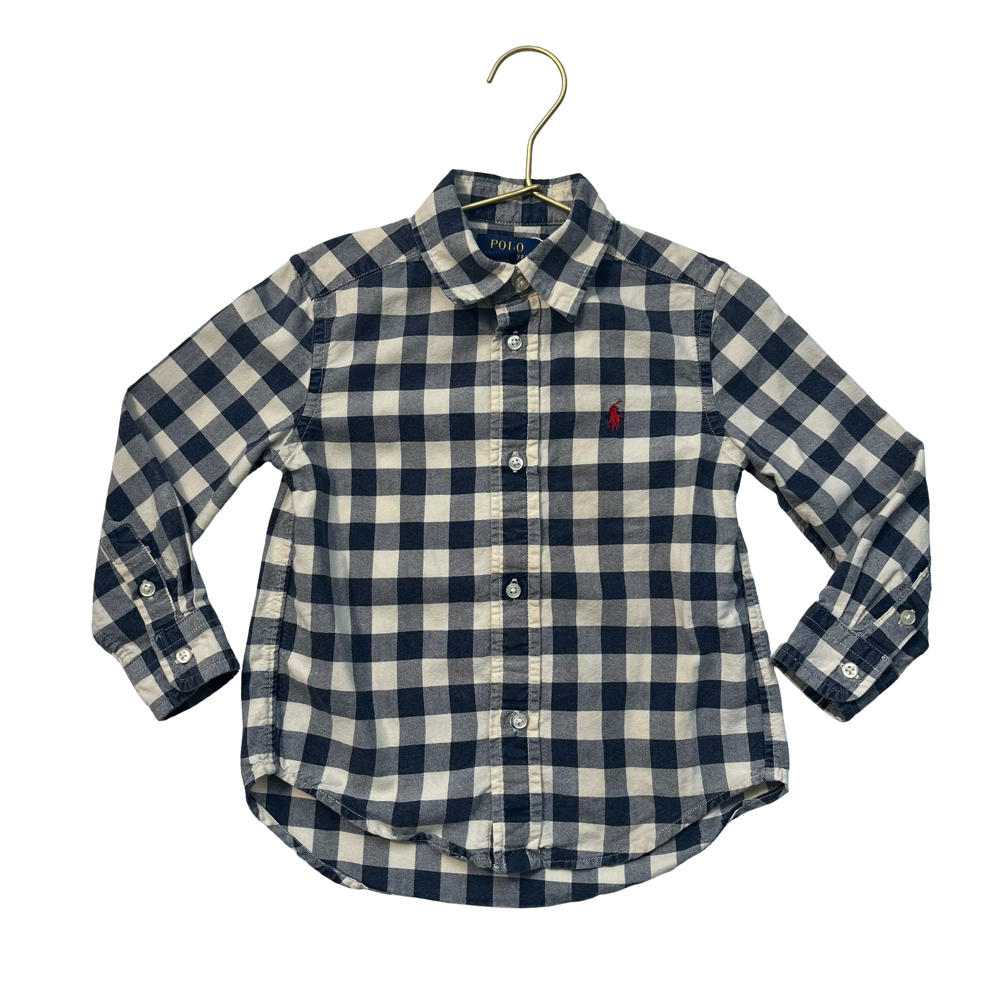 Polo Ralph Lauren Navy & Ivory Check Button Down Shirt - Size 3
