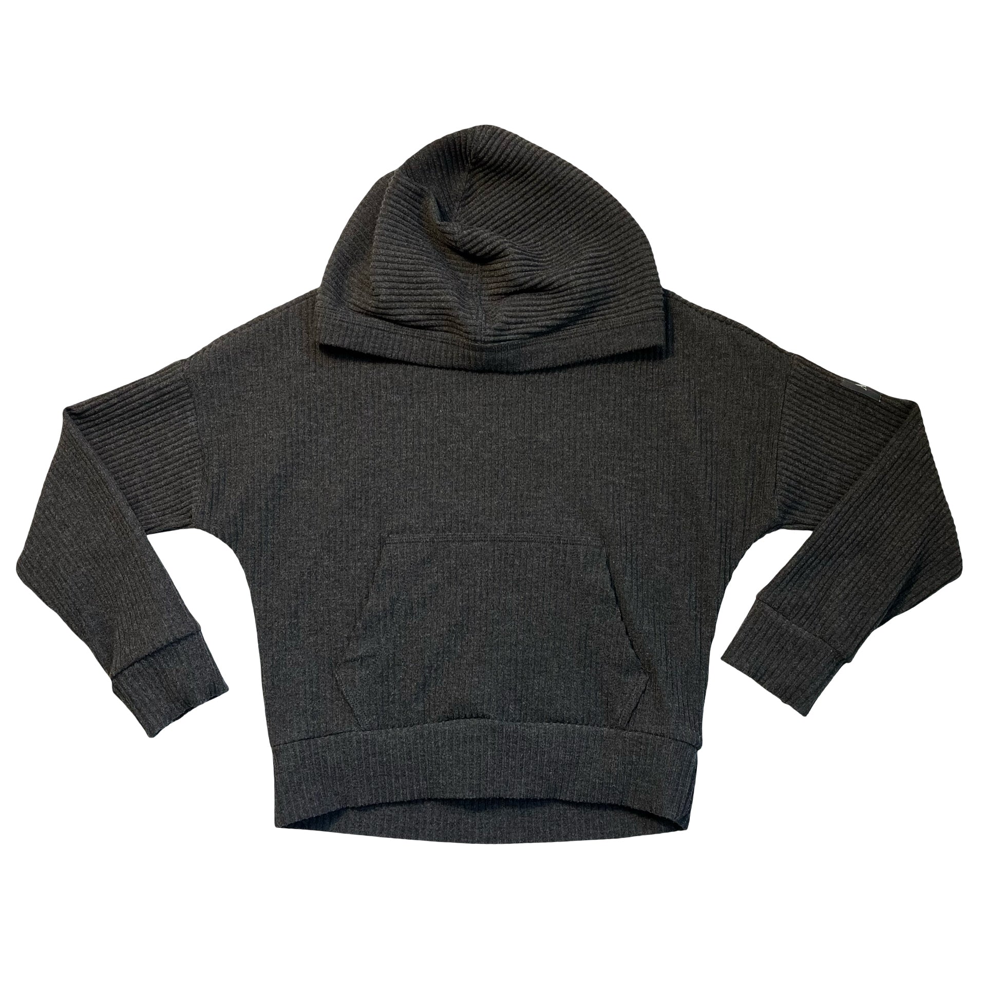 Abercrombie Kids Dark Gray Ribbed Hooded Pullover - Size 7-8