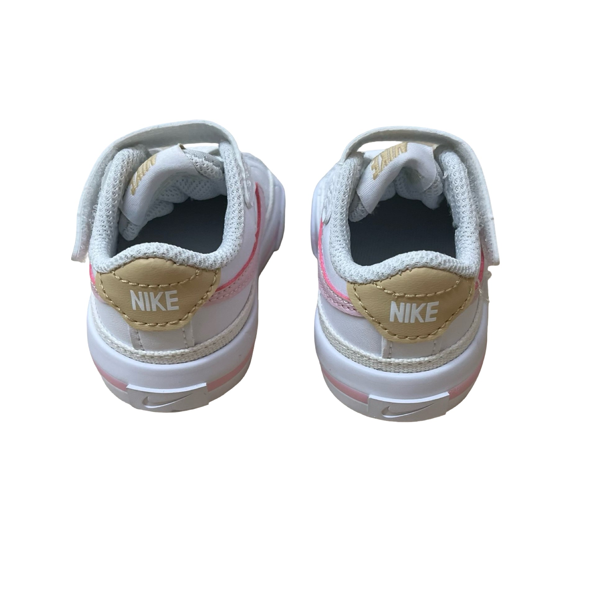 Nike White & Pink Sneakers - Size 2C
