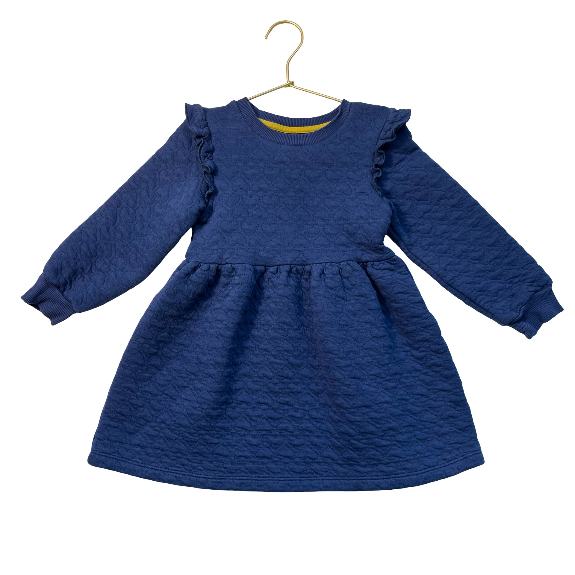 Mini Boden Navy Quilted Heart Dress - Size 3-4Y