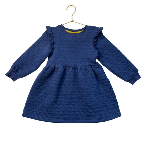 Mini Boden Navy Quilted Heart Dress - Size 3-4Y
