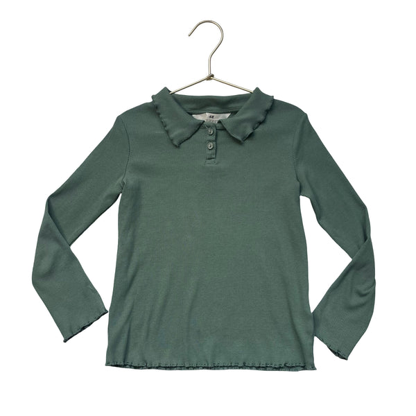 H&M Green Ribbed Polo Shirt - Size 5-6