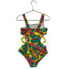 Cat & Jack Colorful Tropical Print Swim Suit - Size S 6-7