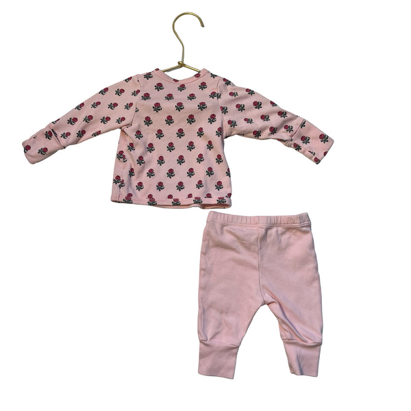 Pink Chicken Pink Pants & Flower Print Top Set - Size Newborn