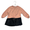 Zara Peach Sweatshirt & Black Faux Leather Dress - Size 3