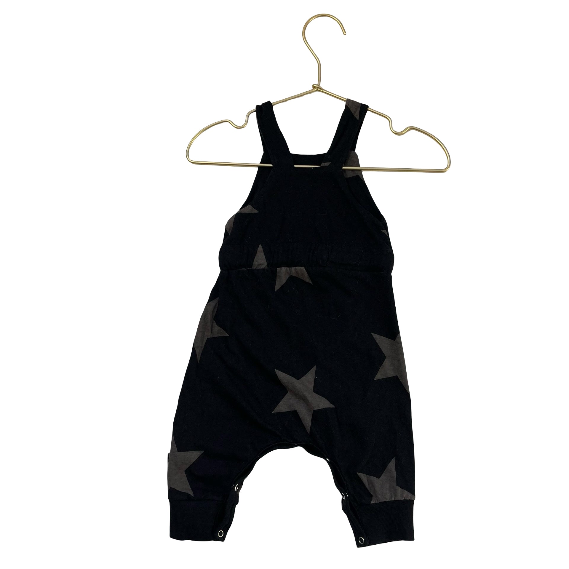 Nununu Black Star One-Piece Overalls - Size 0-6 Mo