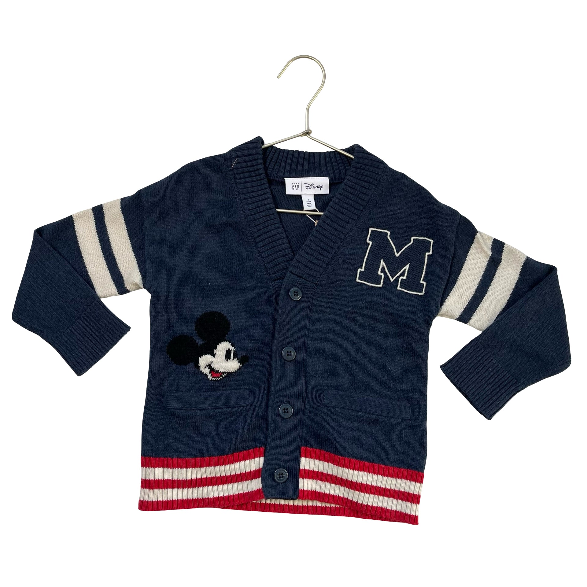 Baby Gap x Disney Navy Mickey Mouse Varsity-Style Cardigan Sweater - Size 4