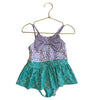 Ruffle Butts Lavender Shell & Green Mermaid Scale Print Swim Suit - Size 2T