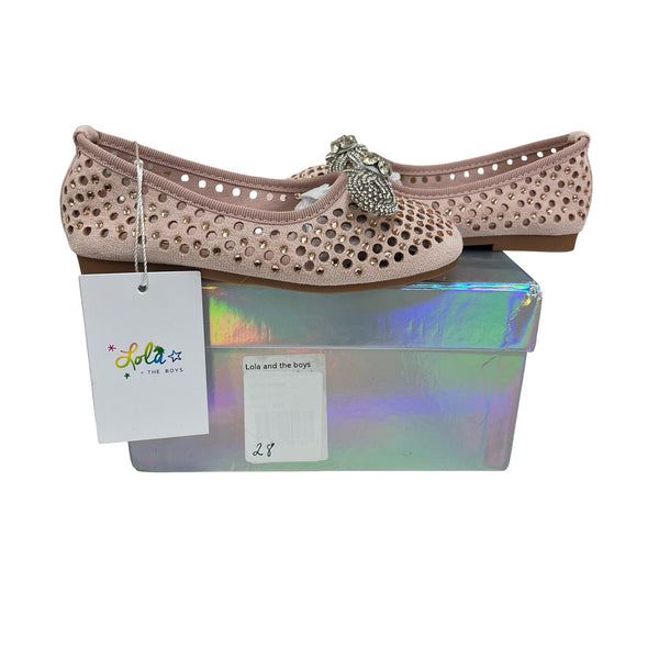 Lola & The Boys 'Peach Sparkle Bow Ballet Flats' New with Tags in Box - Size 11C