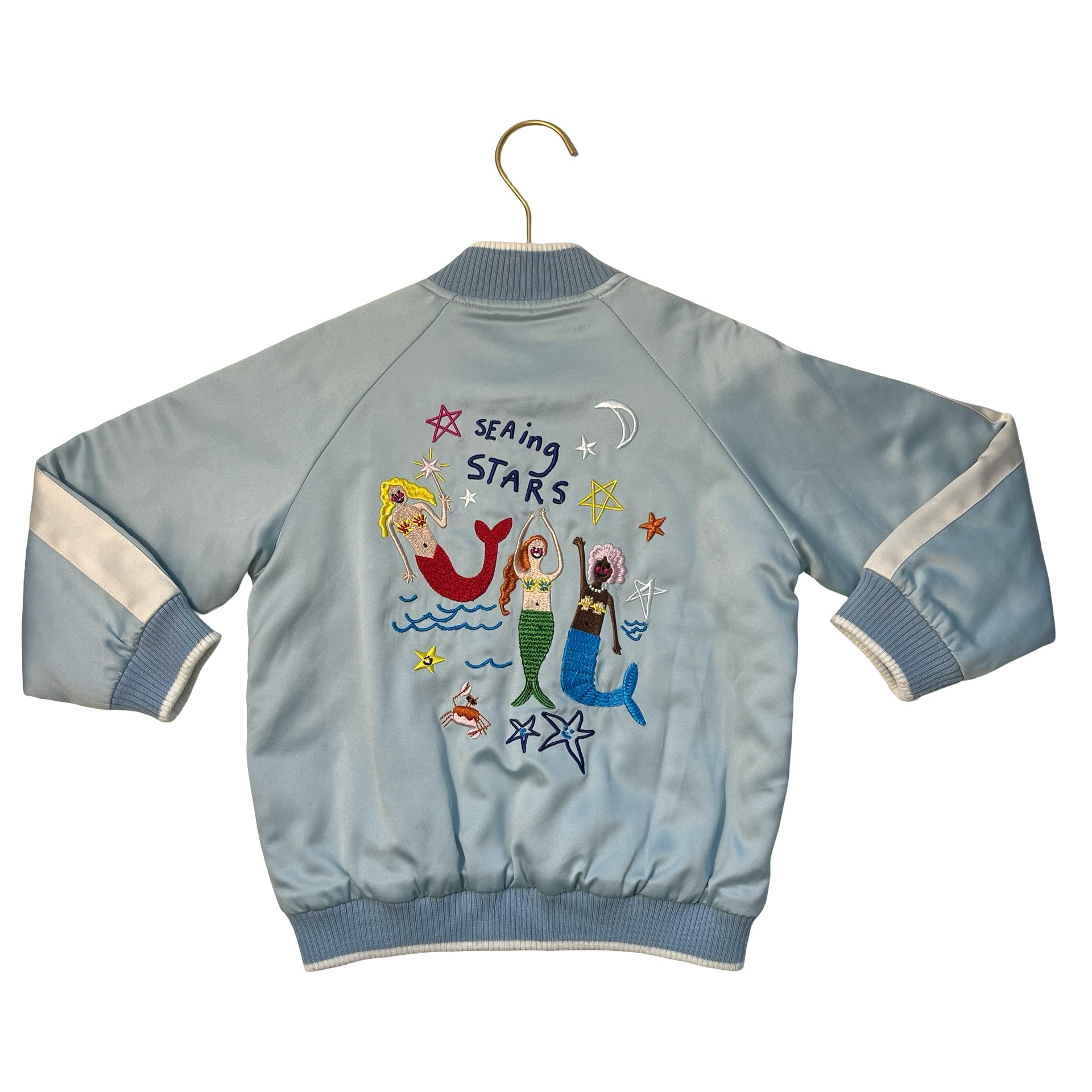 Stella McCartney Kids Light Blue Embroidered Mermaid Jacket - Size 5