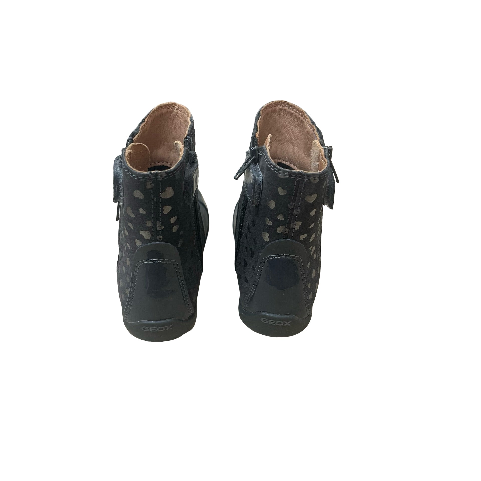 Geox Gray & Silver Heart Ankle Boots - Size 6.5
