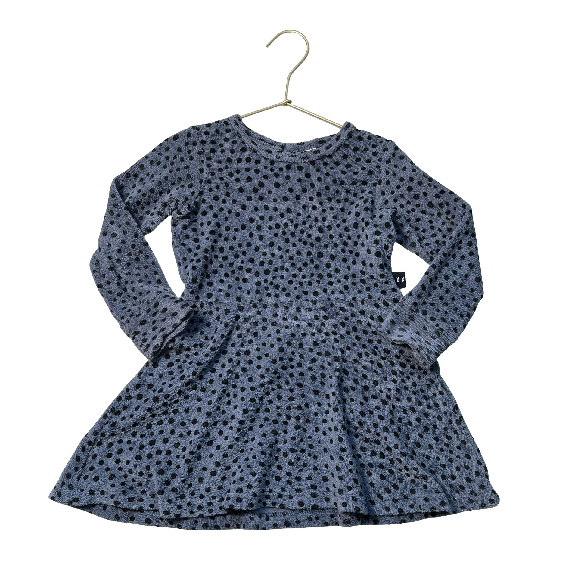 Hux Blue & Black Dot Terry Dress - Size 3
