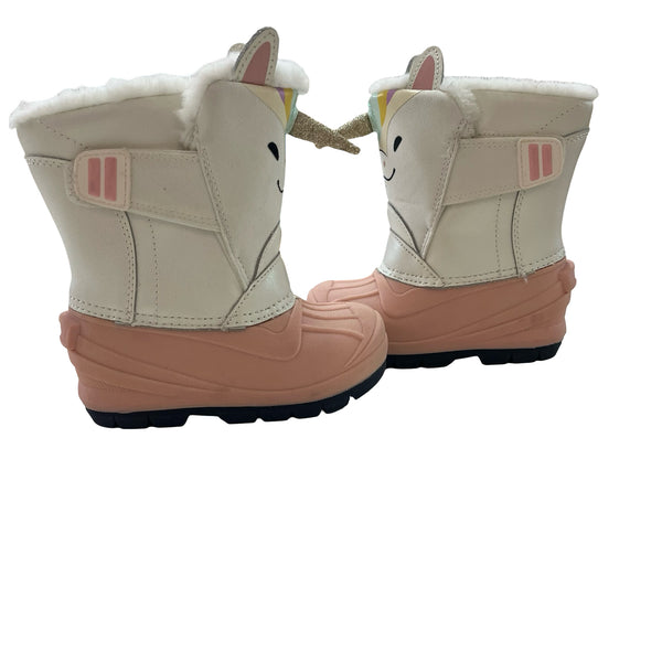 Cat & Jack Ivory & Pink Unicorn Winter Boots - Size 7