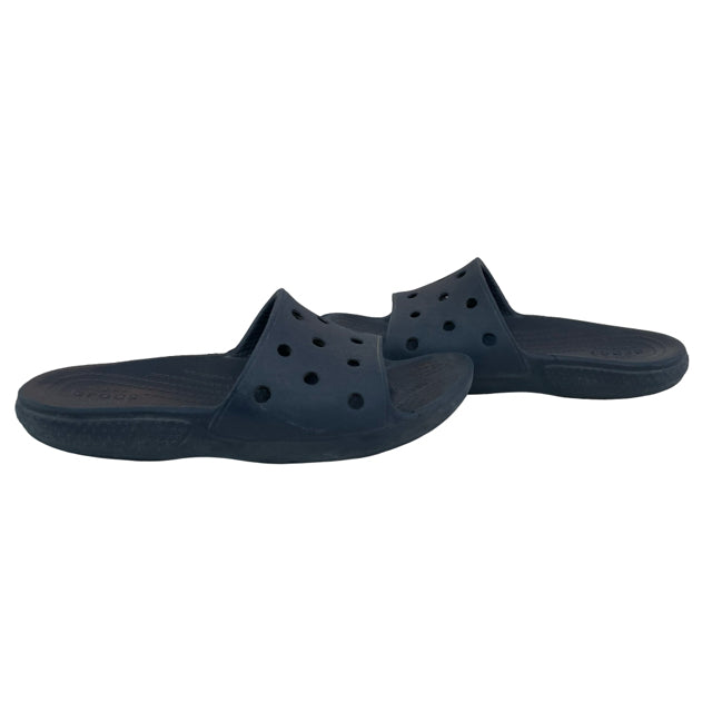 Crocs Navy Slides - Size J2 Big Kids