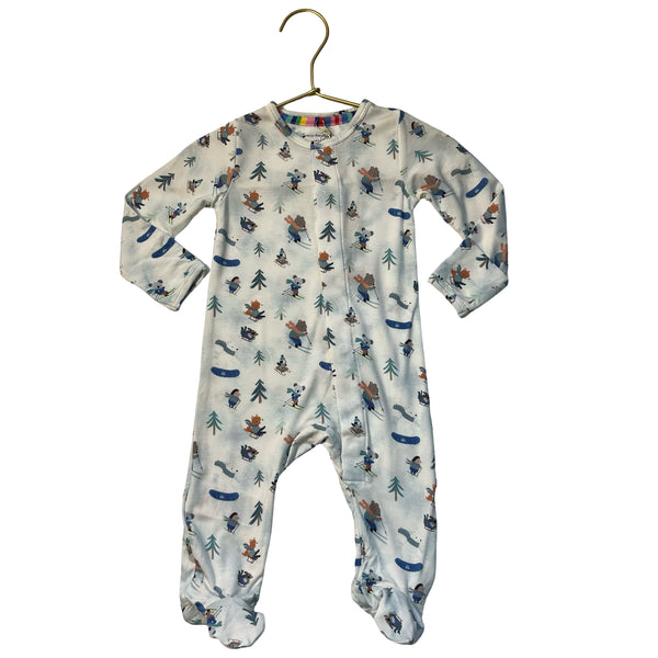 Magnetic Me Ivory Ski & Sled Animal Footed One-Piece PJs - Size 0-3 Mo