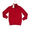 Hope & Henry Red Cotton Quarter-Zip Sweater, Elbow Patches with Tags - 18-24 Mo