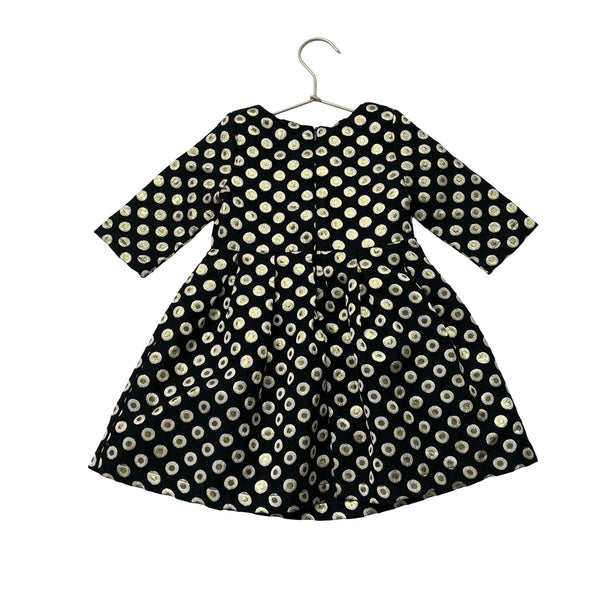 Little Stitches Black & Metallic Gold Dot Dress - Size 2-3