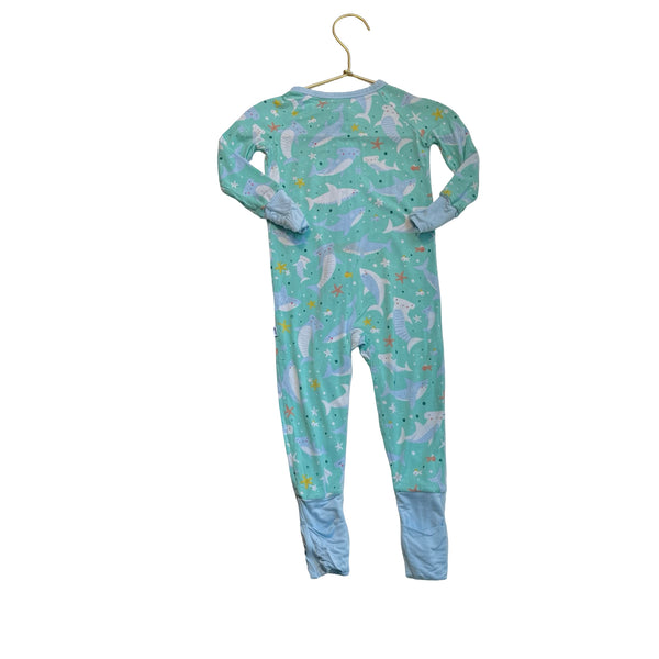 Little Sleepies Mint Green Underwater Print One-Piece PJs - Size 6-12 Mo