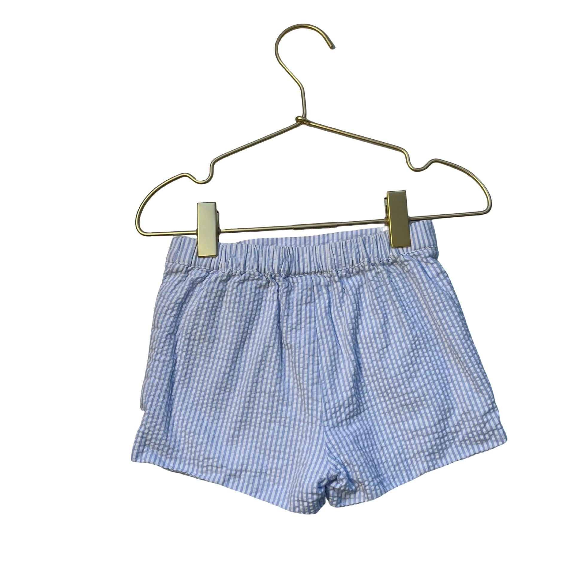 Jacadi Blue & White Striped Seersucker Shorts - Size 24 Mo